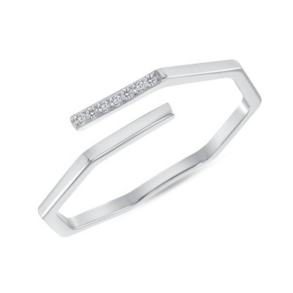 STERLING SILVER HEXAGON CZ ENDLESS RING BAND